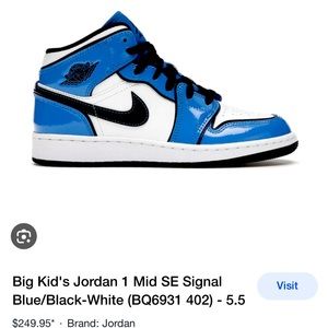 Jordan 1 Mid signal Blue/Black/white big kids